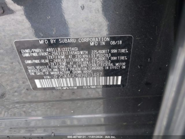 Photo 8 VIN: JF2SKAGC9KH403487 - SUBARU FORESTER 