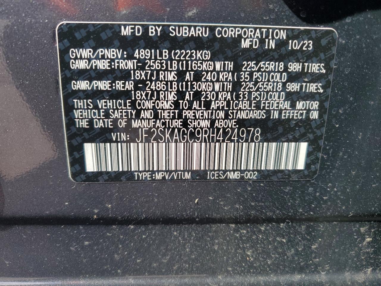 Photo 13 VIN: JF2SKAGC9RH424978 - SUBARU FORESTER 