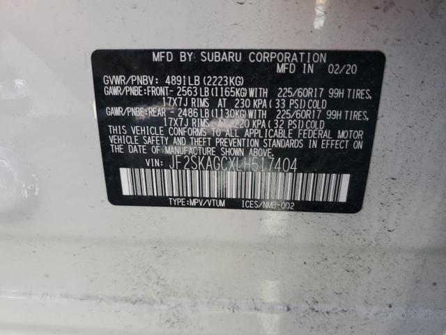 Photo 11 VIN: JF2SKAGCXLH517404 - SUBARU FORESTER 