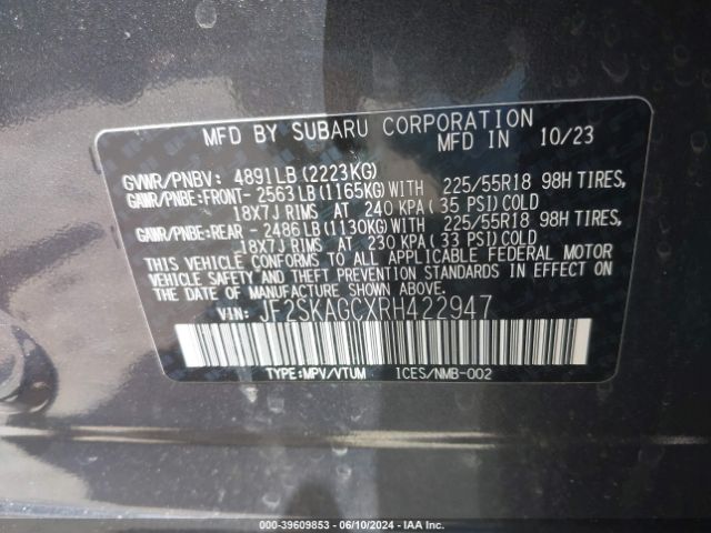 Photo 8 VIN: JF2SKAGCXRH422947 - SUBARU FORESTER 