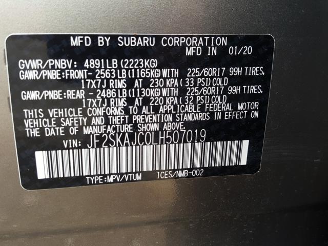 Photo 9 VIN: JF2SKAJC0LH507019 - SUBARU FORESTER P 