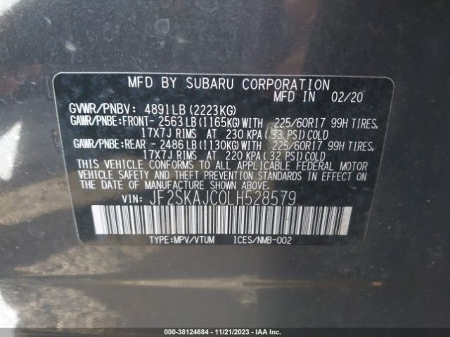 Photo 8 VIN: JF2SKAJC0LH528579 - SUBARU FORESTER 