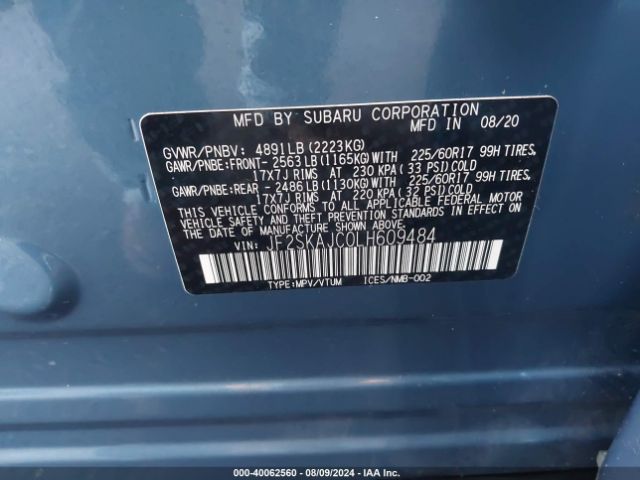 Photo 8 VIN: JF2SKAJC0LH609484 - SUBARU FORESTER 