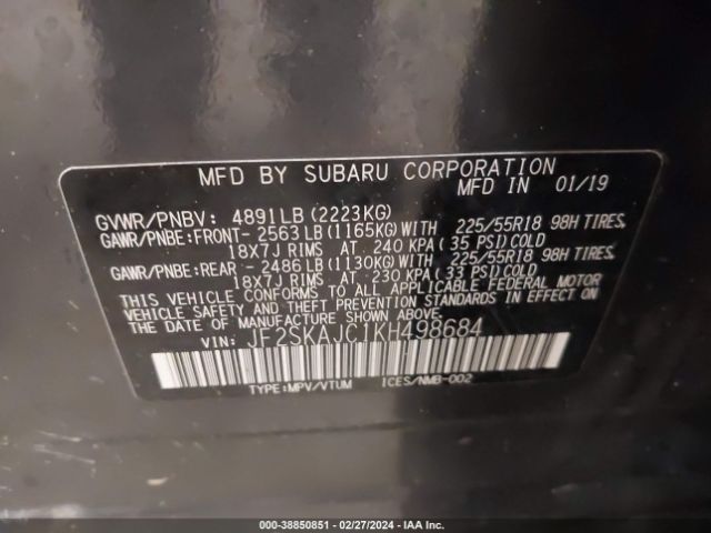 Photo 8 VIN: JF2SKAJC1KH498684 - SUBARU FORESTER 