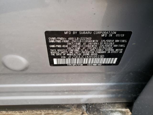 Photo 9 VIN: JF2SKAJC1KH595190 - SUBARU FORESTER 