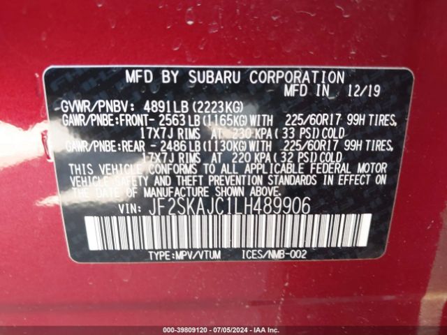 Photo 8 VIN: JF2SKAJC1LH489906 - SUBARU FORESTER 