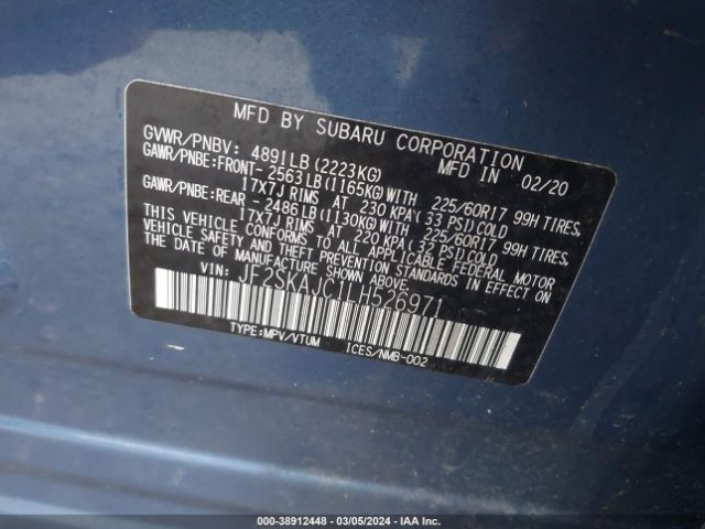 Photo 8 VIN: JF2SKAJC1LH526971 - SUBARU FORESTER 