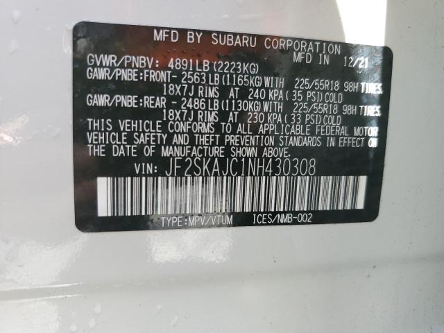 Photo 12 VIN: JF2SKAJC1NH430308 - SUBARU FORESTER S 