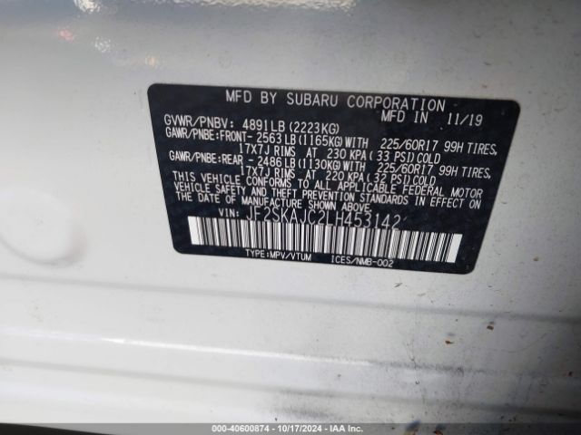 Photo 8 VIN: JF2SKAJC2LH453142 - SUBARU FORESTER 