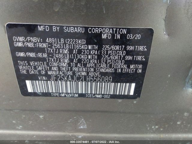 Photo 8 VIN: JF2SKAJC2LH556089 - SUBARU FORESTER 