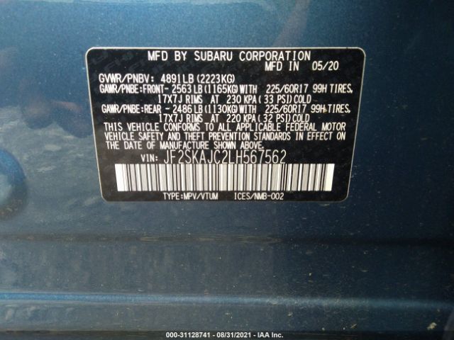 Photo 8 VIN: JF2SKAJC2LH567562 - SUBARU FORESTER 