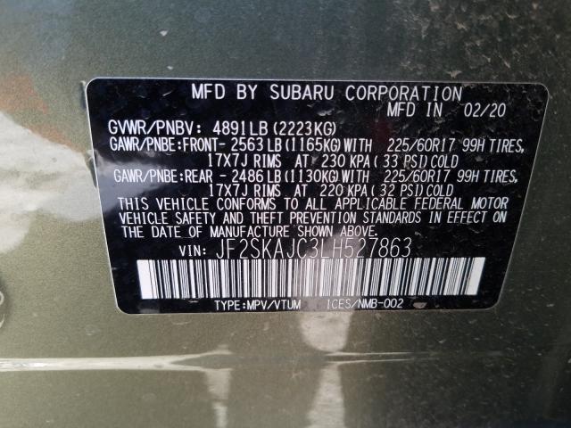 Photo 9 VIN: JF2SKAJC3LH527863 - SUBARU FORESTER P 