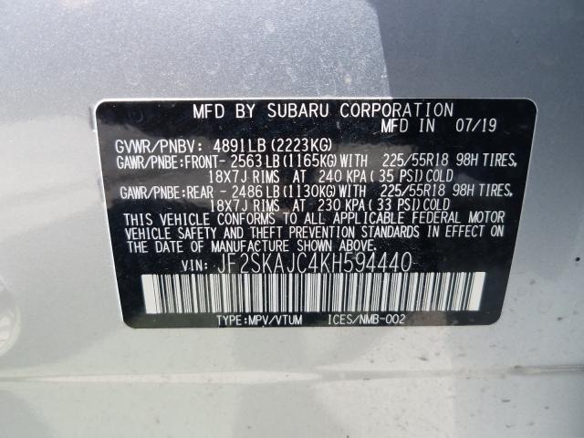 Photo 9 VIN: JF2SKAJC4KH594440 - SUBARU FORESTER 