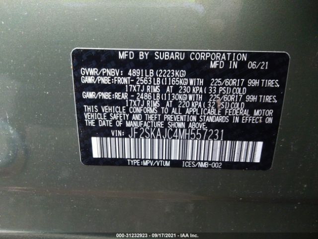 Photo 8 VIN: JF2SKAJC4MH557231 - SUBARU FORESTER 