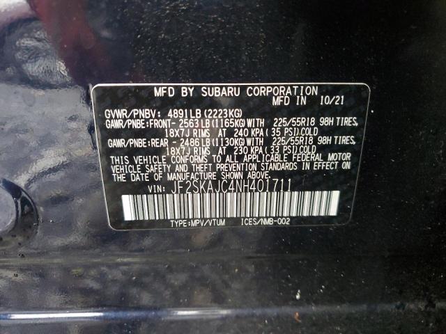 Photo 9 VIN: JF2SKAJC4NH401711 - SUBARU FORESTER S 