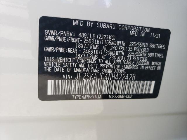 Photo 12 VIN: JF2SKAJC4NH422428 - SUBARU FORESTER 