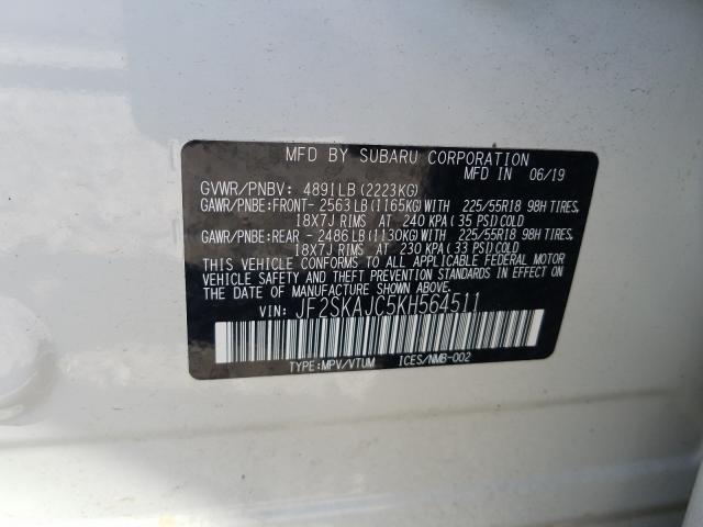 Photo 9 VIN: JF2SKAJC5KH564511 - SUBARU FORESTER 