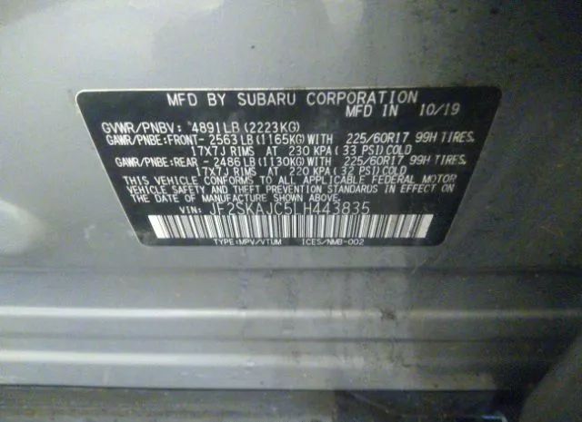 Photo 8 VIN: JF2SKAJC5LH443835 - SUBARU FORESTER 