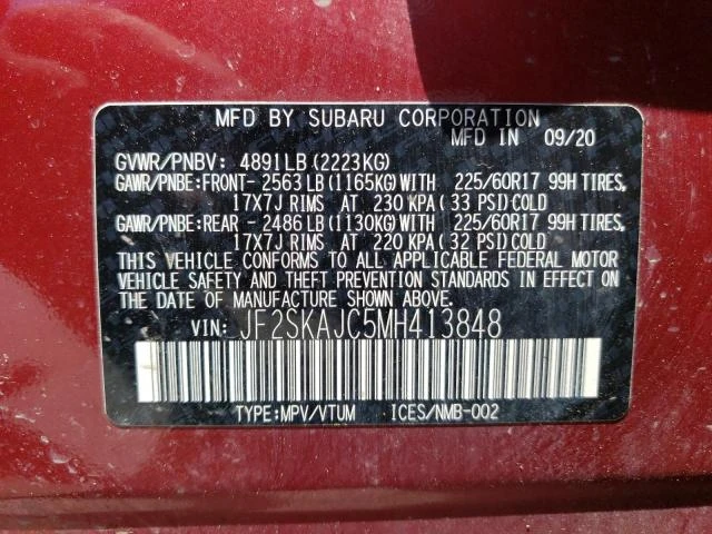 Photo 12 VIN: JF2SKAJC5MH413848 - SUBARU FORESTER P 