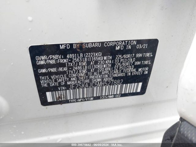 Photo 8 VIN: JF2SKAJC5MH527882 - SUBARU FORESTER 