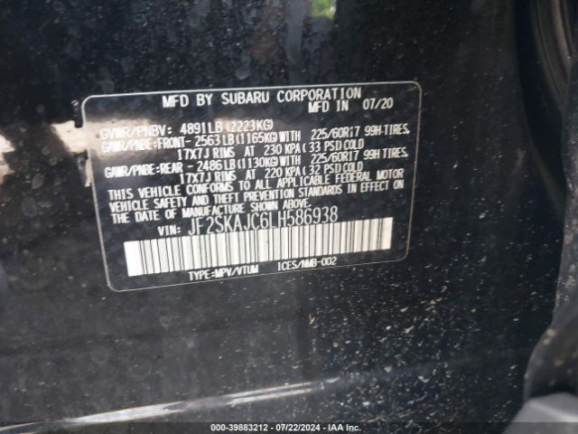 Photo 8 VIN: JF2SKAJC6LH586938 - SUBARU FORESTER 