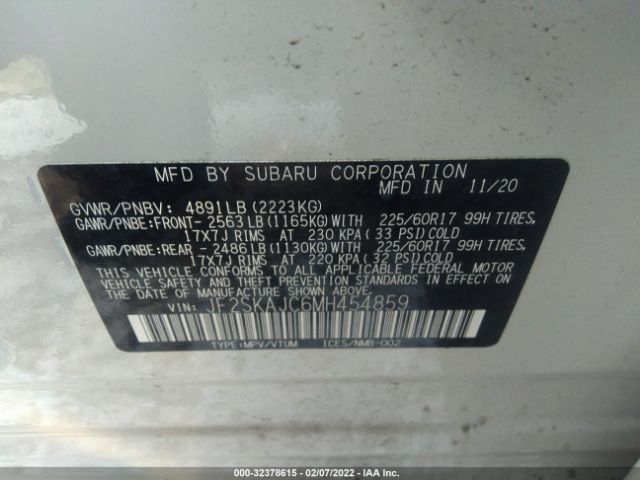 Photo 8 VIN: JF2SKAJC6MH454859 - SUBARU FORESTER 