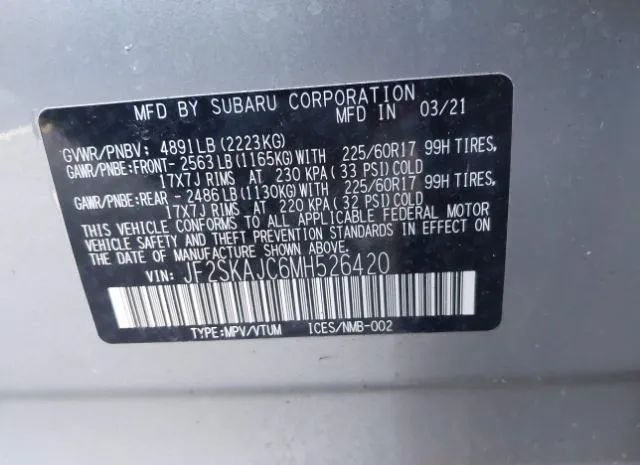 Photo 8 VIN: JF2SKAJC6MH526420 - SUBARU FORESTER 