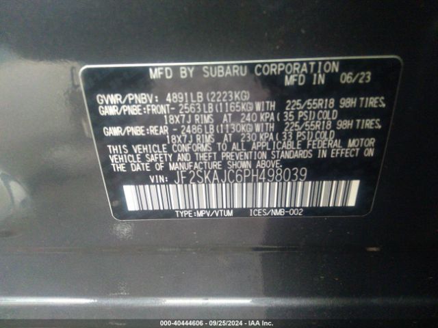 Photo 8 VIN: JF2SKAJC6PH498039 - SUBARU FORESTER 