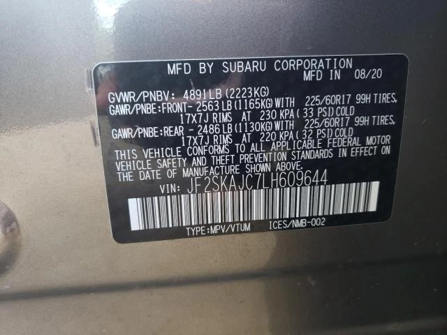 Photo 12 VIN: JF2SKAJC7LH609644 - SUBARU FORESTER P 