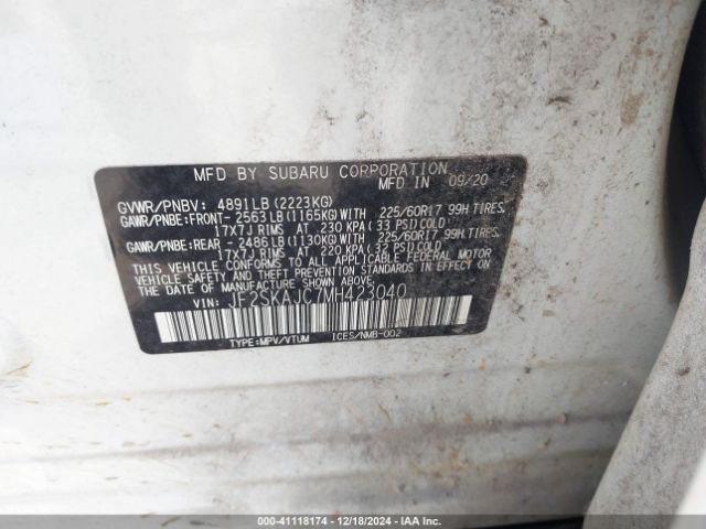 Photo 8 VIN: JF2SKAJC7MH423040 - SUBARU FORESTER 