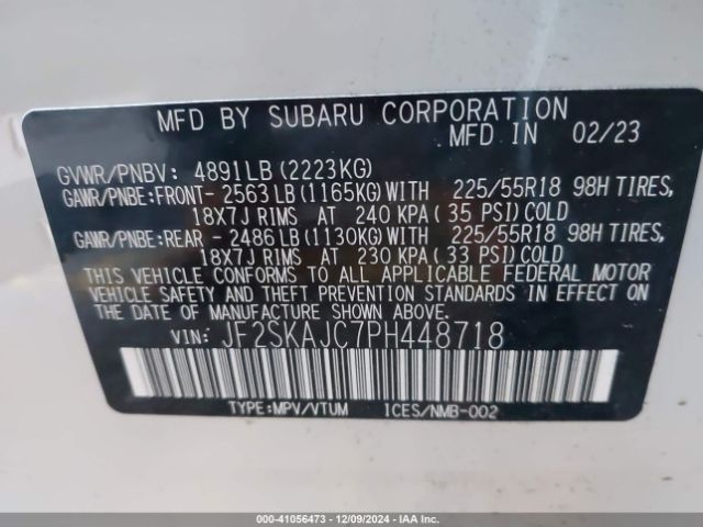 Photo 8 VIN: JF2SKAJC7PH448718 - SUBARU FORESTER 