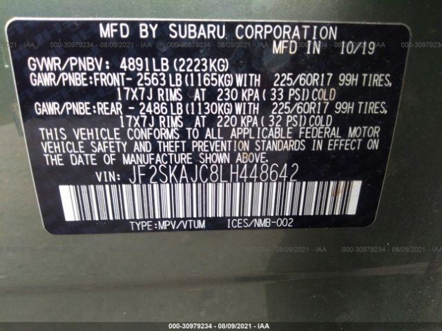 Photo 8 VIN: JF2SKAJC8LH448642 - SUBARU FORESTER 