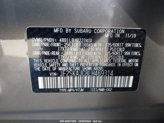 Photo 8 VIN: JF2SKAJC8LH469314 - SUBARU FORESTER 