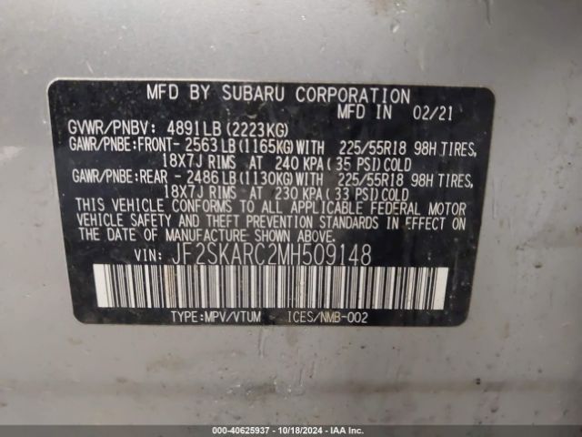 Photo 8 VIN: JF2SKAJC8MH507075 - SUBARU FORESTER 