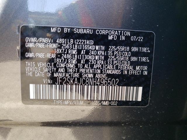 Photo 12 VIN: JF2SKAJC8NH496502 - SUBARU FORESTER S 