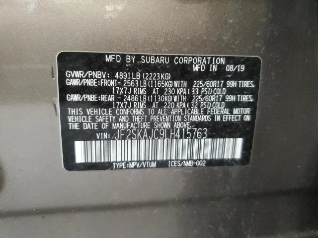 Photo 12 VIN: JF2SKAJC9LH415763 - SUBARU FORESTER P 