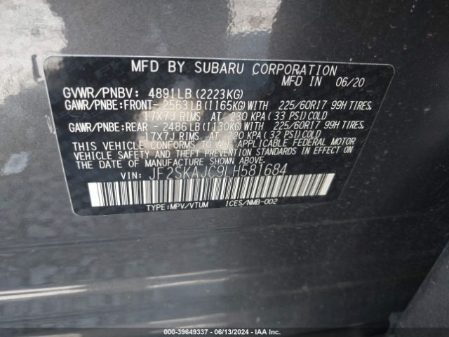 Photo 8 VIN: JF2SKAJC9LH581684 - SUBARU FORESTER 