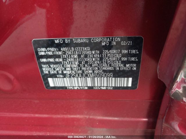 Photo 8 VIN: JF2SKAJCXMH509099 - SUBARU FORESTER 