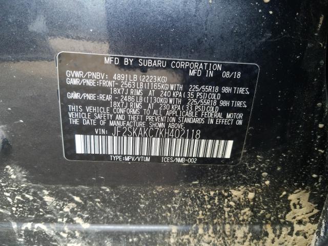 Photo 9 VIN: JF2SKAKC7KH402118 - SUBARU FORESTER 