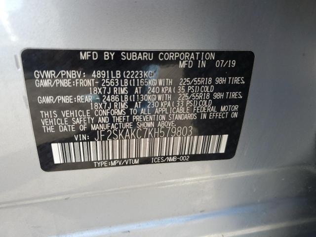 Photo 11 VIN: JF2SKAKC7KH579803 - SUBARU FORESTER 