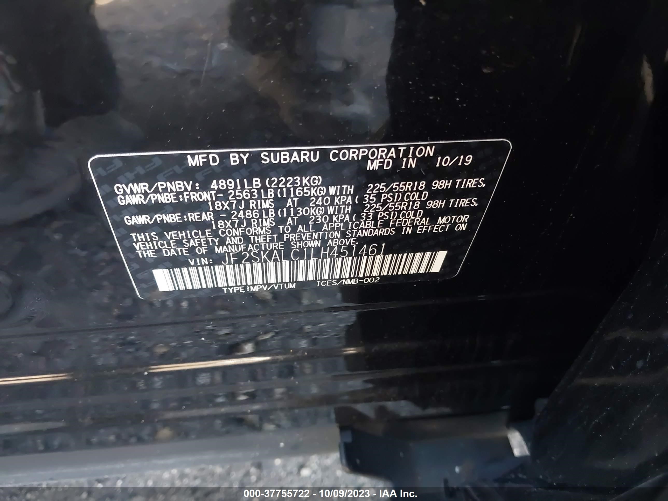 Photo 8 VIN: JF2SKALC1LH451461 - SUBARU FORESTER 