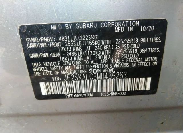 Photo 8 VIN: JF2SKALC3MH435263 - SUBARU FORESTER 