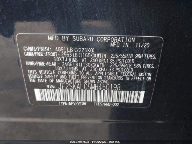 Photo 8 VIN: JF2SKALC5MH450198 - SUBARU FORESTER 