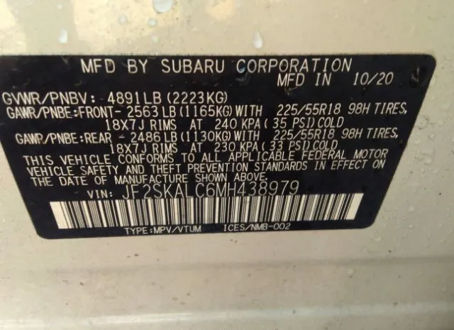 Photo 8 VIN: JF2SKALC6MH438979 - SUBARU FORESTER 