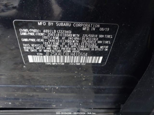 Photo 8 VIN: JF2SKALC8LH410504 - SUBARU FORESTER 