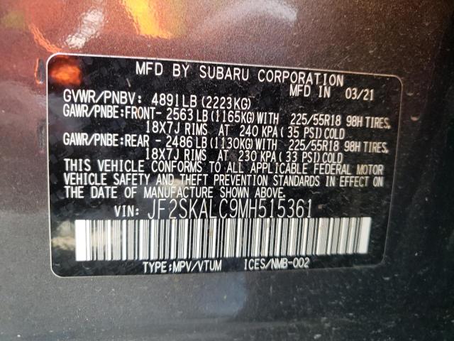 Photo 9 VIN: JF2SKALC9MH515361 - SUBARU FORESTER S 