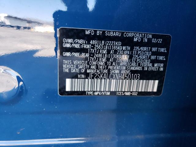 Photo 11 VIN: JF2SKALCXNH450103 - SUBARU FORESTER 