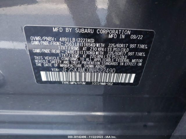 Photo 8 VIN: JF2SKAMC0NH522490 - SUBARU FORESTER 