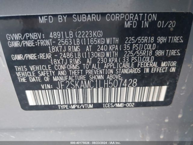 Photo 8 VIN: JF2SKAMC1LH507428 - SUBARU FORESTER 