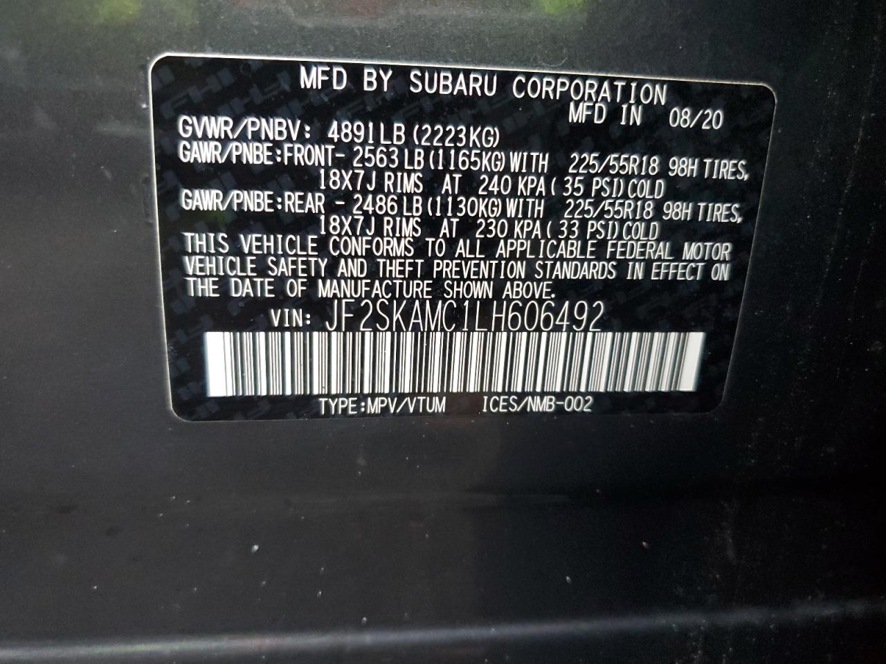 Photo 11 VIN: JF2SKAMC1LH606492 - SUBARU FORESTER 